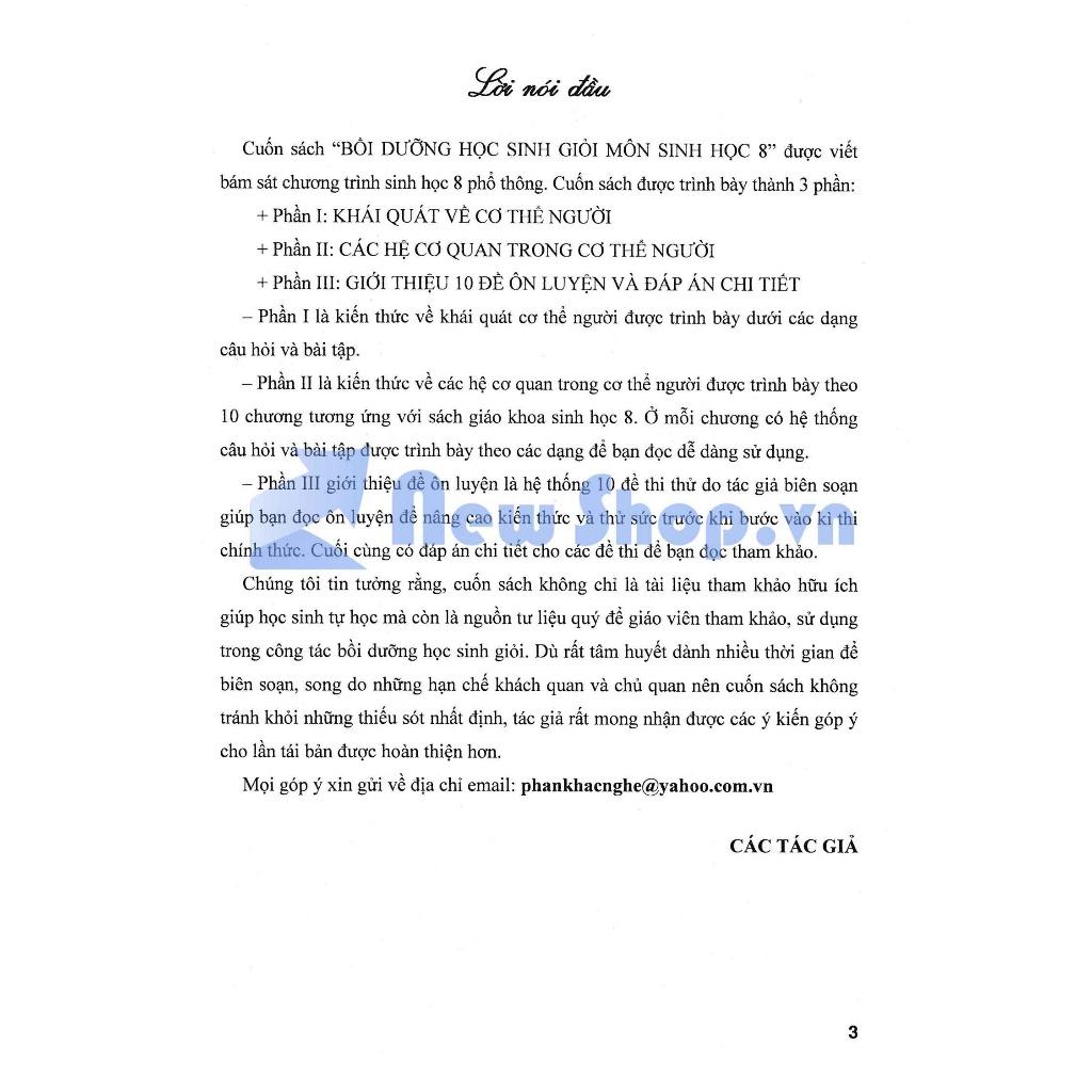 Sách - Bồi Dưỡng Học Sinh Giỏi Sinh Học 8