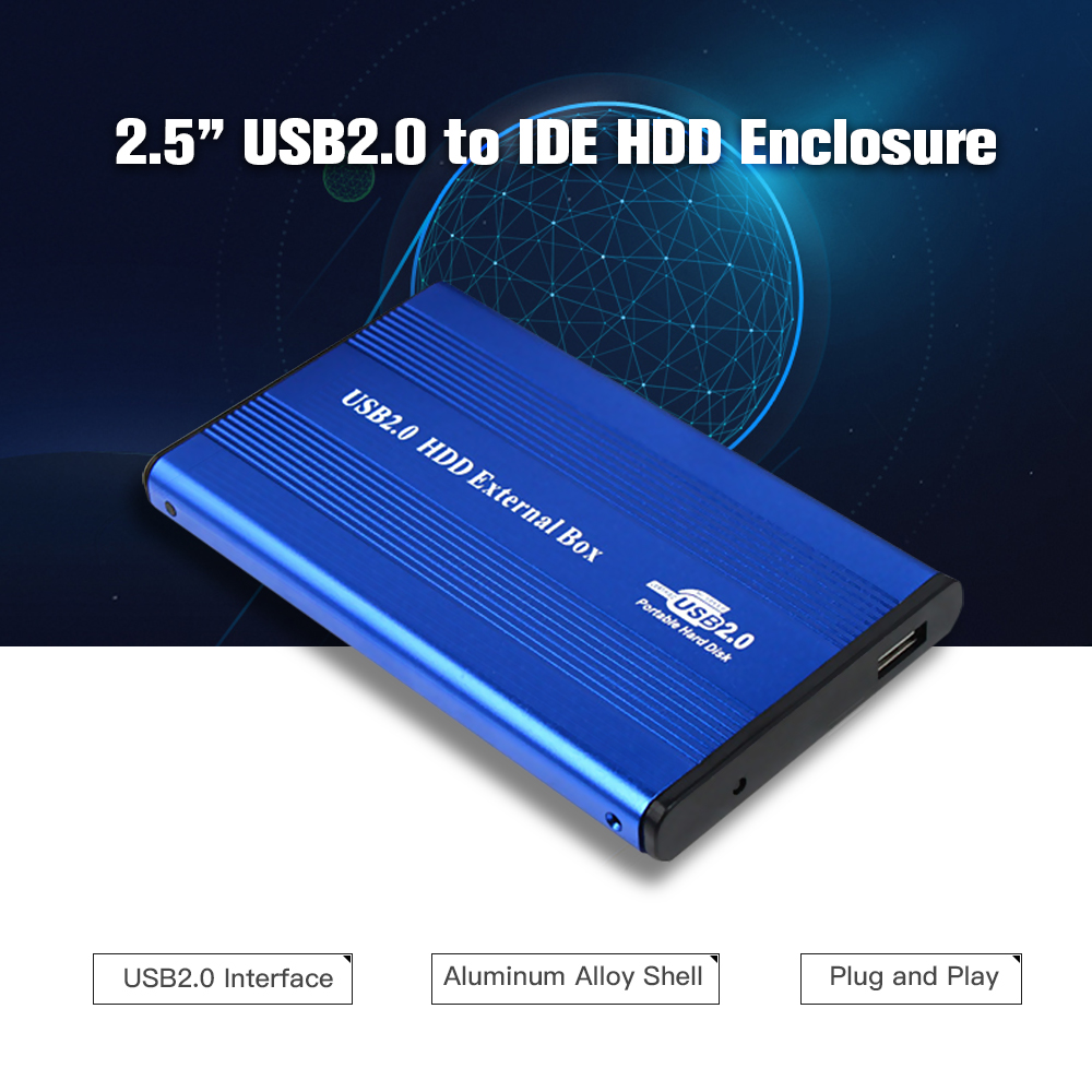 Hộp Đựng Đĩa Cứng Bằng Hợp Kim Nhôm USB2.0 Đến IDE Vỏ Ngoài Ổ Cứng IDE 2.5 Inch