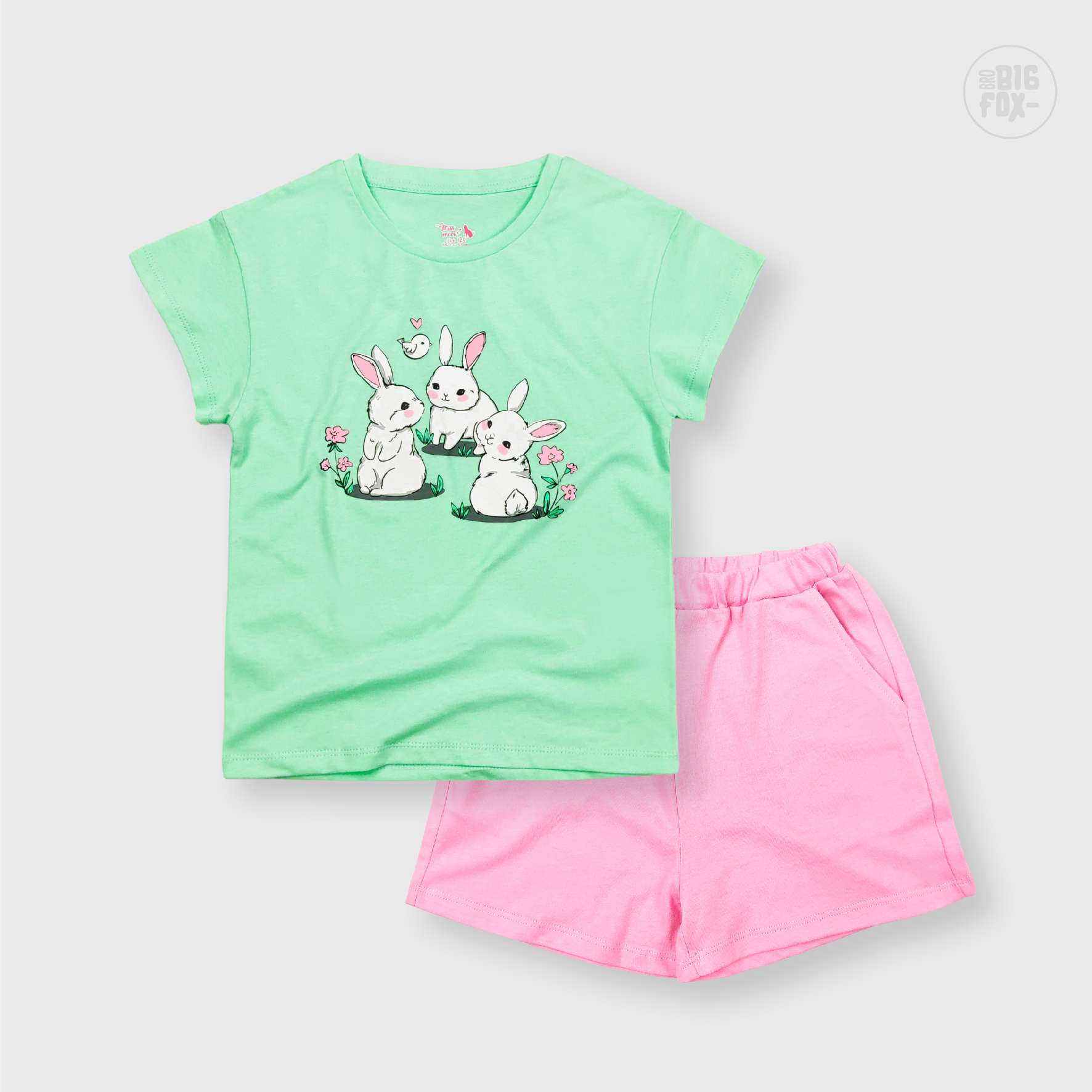 Đồ Bộ Bé Gái Bigfox Missmeow Mùa Mùa Hè Vải Cotton In Thỏ Dễ Thương Size Đại Trẻ Em 3,4,5,6,7,8 Tuổi 25kg 30kg