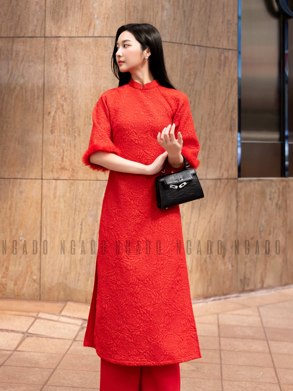 Áo dài Kim Phượng NGADO , áo dài đỏ , áo dài tết