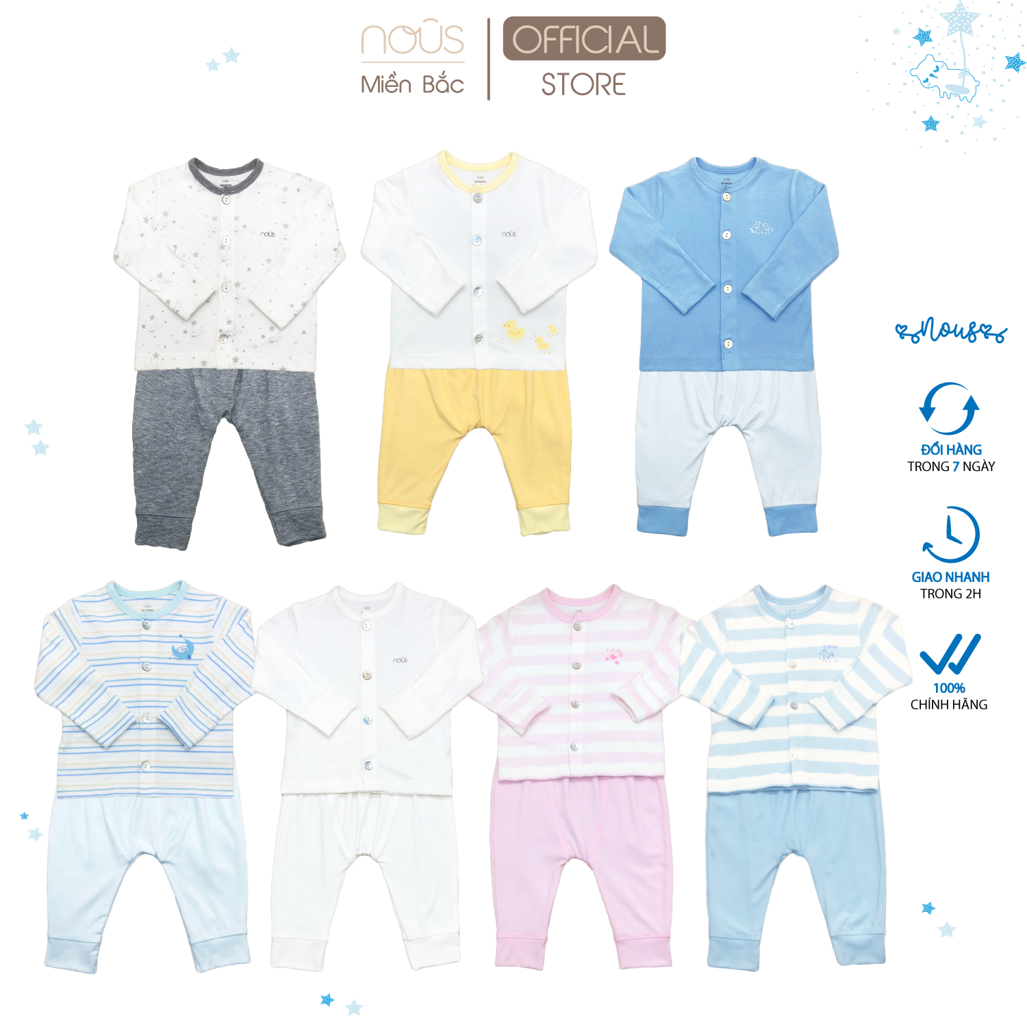 Bộ sơ sinh Nous - Bộ cài thẳng Newborn Nous Petit (3-5.5kg)