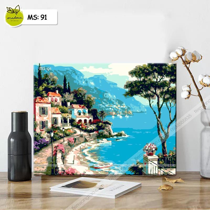 Tranh tô màu 40x50cm có khung Thành phố biển T91