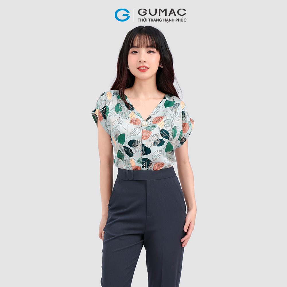 Áo kiểu tay liền phối nút GUMAC LA1009