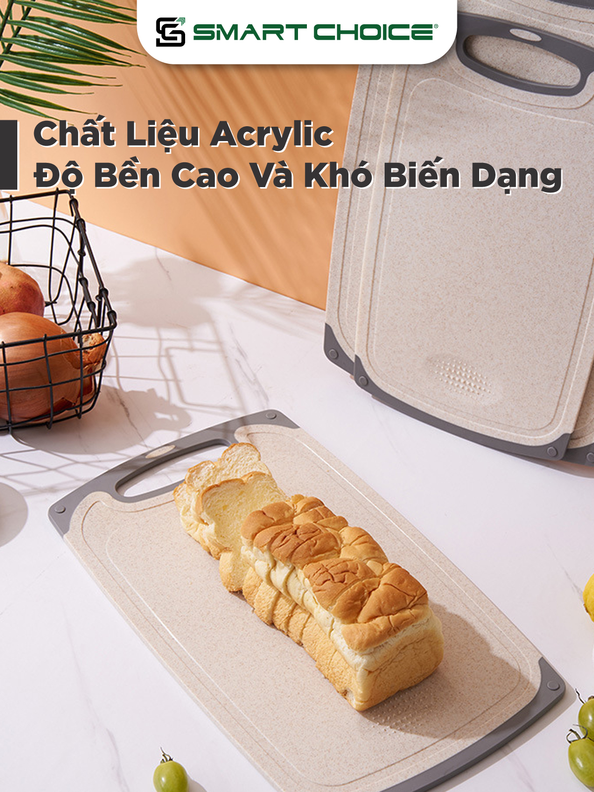 Thớt Nhựa Acrylic SmartChoice Màu Xám Cao Cấp, Tiện Dụng Cho Nhà Bếp SCG-PK061