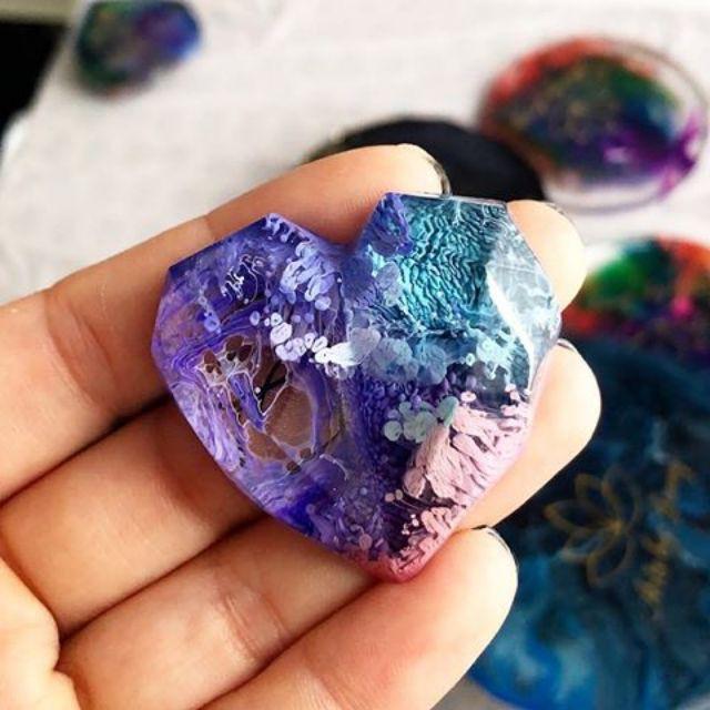 Khuôn Resin Trái Tim Đa Giác Bằng Silicone - Trường Thịnh Sài Gòn