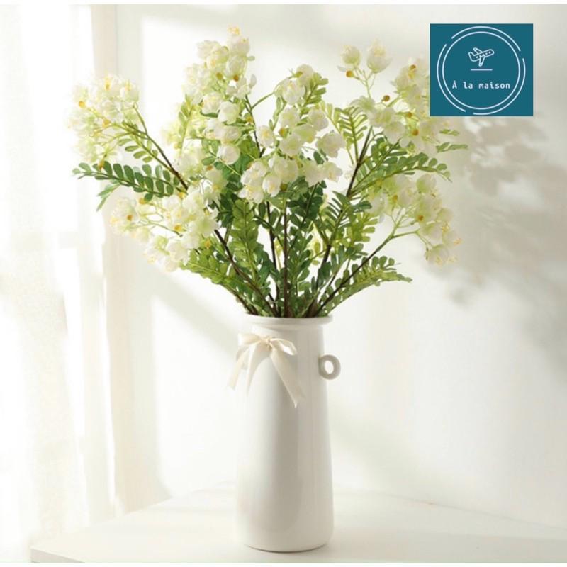 Cành hoa Chi vang cao 78cm nhiều nhánh hoa và lá đẹp tự nhiên