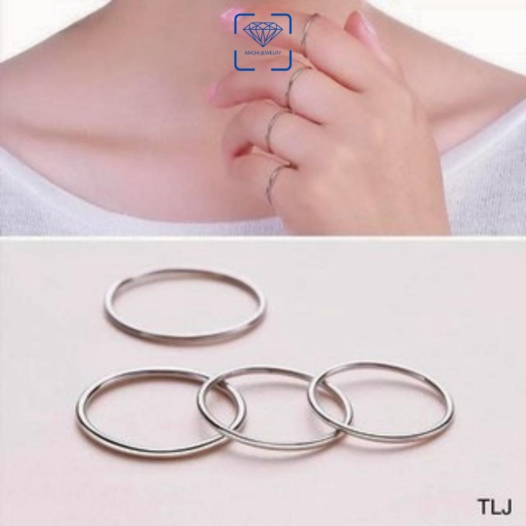 Nhẫn bạc tròn trơn đơn giản, nhẫn nữ bạc đẹp, trang sức bạc Anchi jewelry