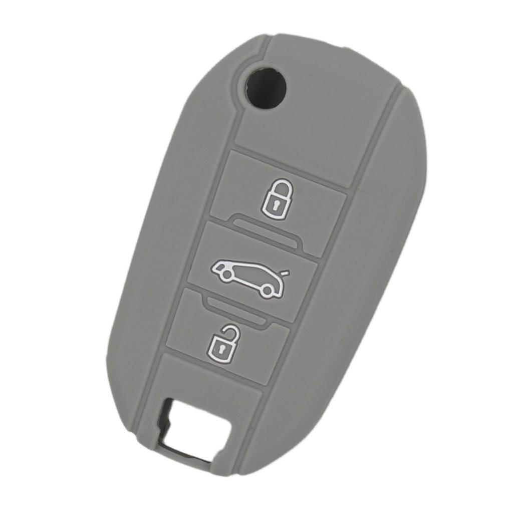 Silicone Car Key Case Cover Fit for AUDI Folding Remote Key Fob Case Shell 3 Buttons Gray