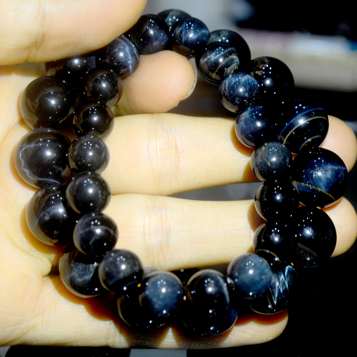 Vòng tay chuỗi đá mắt hổ xanh dương