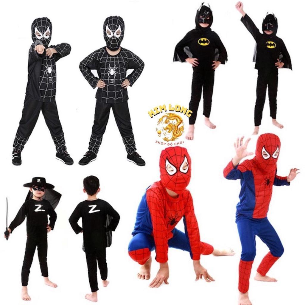 Bộ quần áo SIÊU ANH HÙNG người nhện Spiderman - Siêu nhân Supperman - Batman trang phục hoá trang Halloween cho bé trai