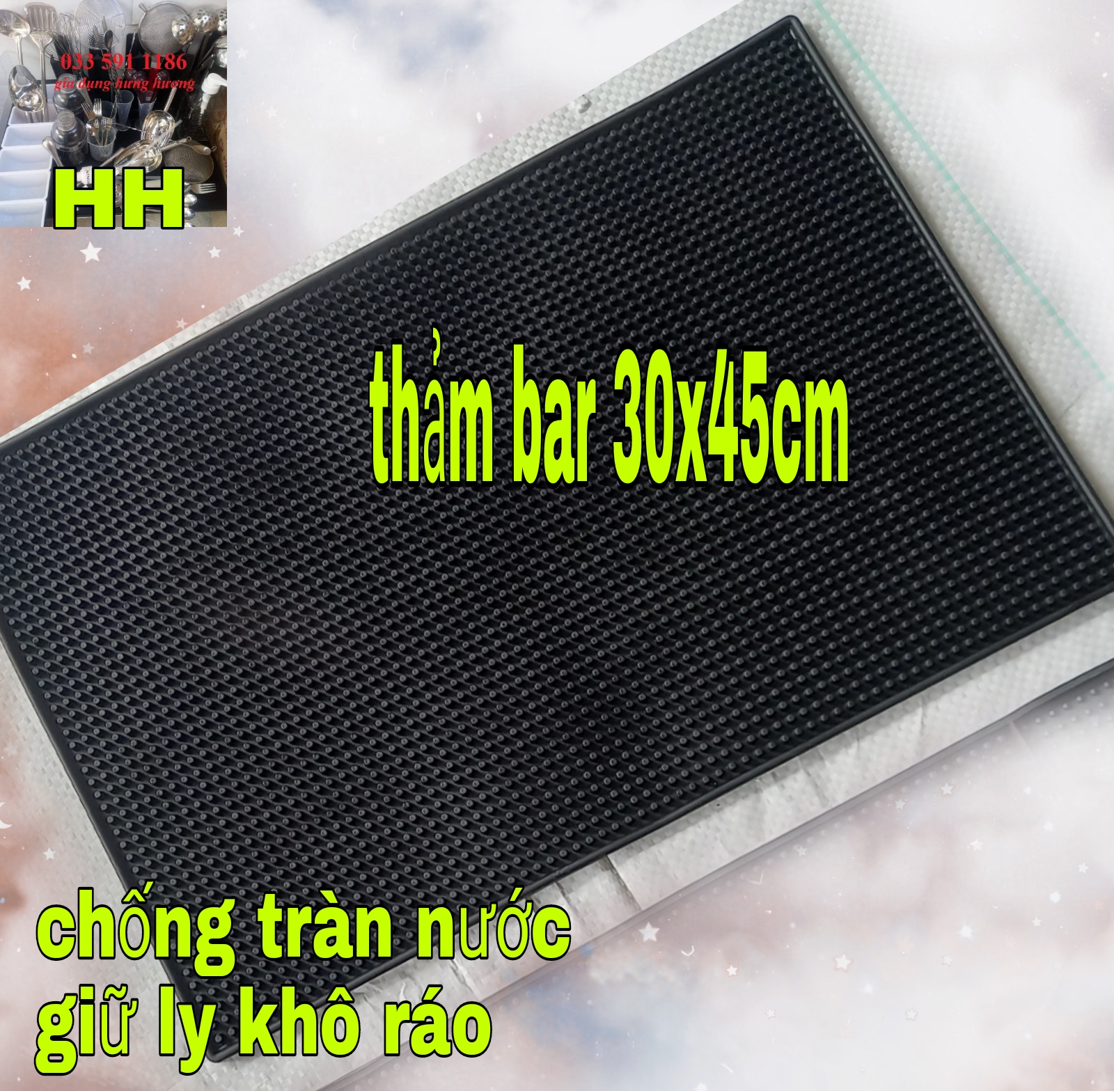 Thảm lót quầy bar cao su trải sàn pha chế siêu bền cao cấp úp ly có cả size lớn dài