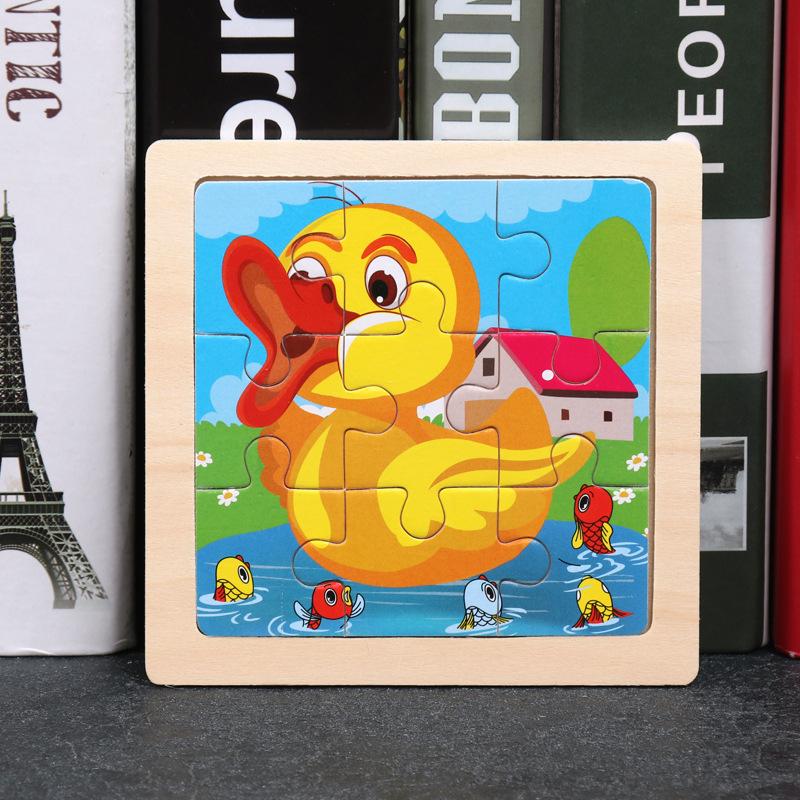 Tranh xếp hình, ghép hình gỗ 2D, 9 miếng, mẫu động vật vườn nhà BM chất liệu an toàn cho bé