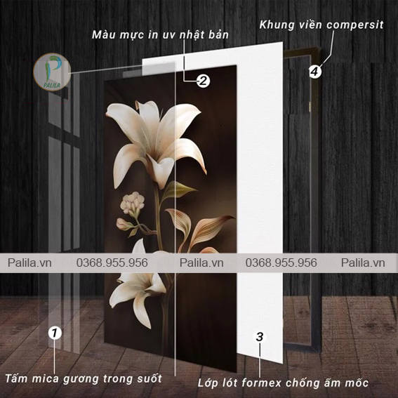 Tranh treo tường canvas bộ 5 bức - Tranh tráng gương pha lê tối giản hiện đại