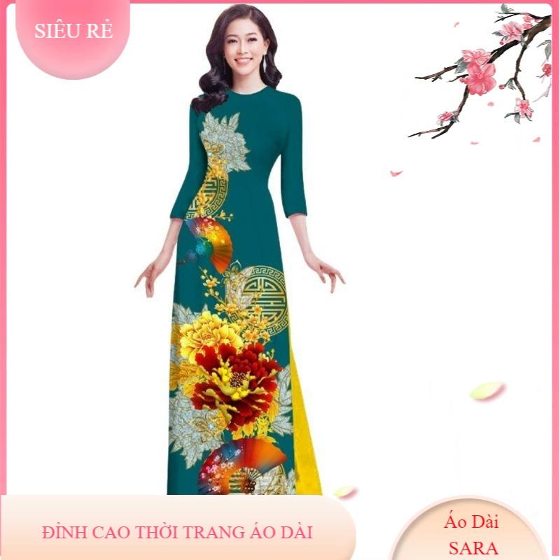 SÉT ÁO DÀI LỤA HỌA TIẾT HOA MẪU ĐƠN 4D VN