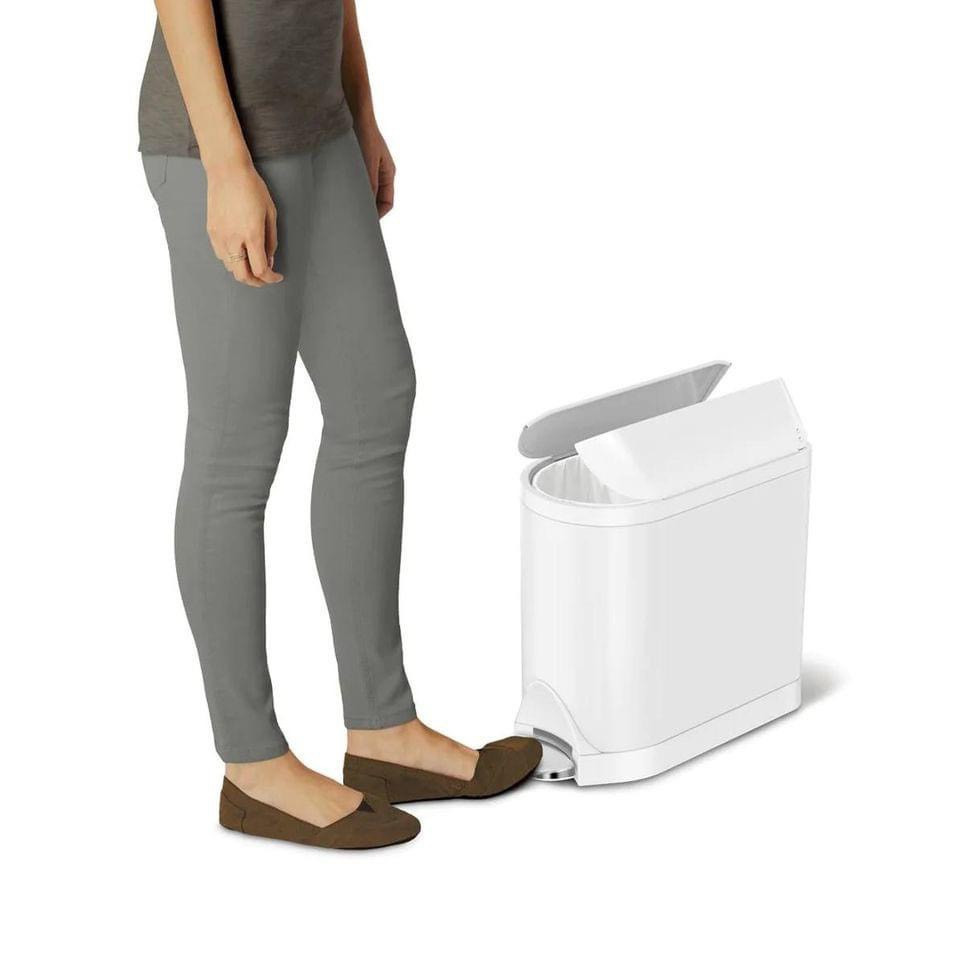 Thùng rác màu trắng SimpleHuman cánh bướm 10L Hàng Chính hãng