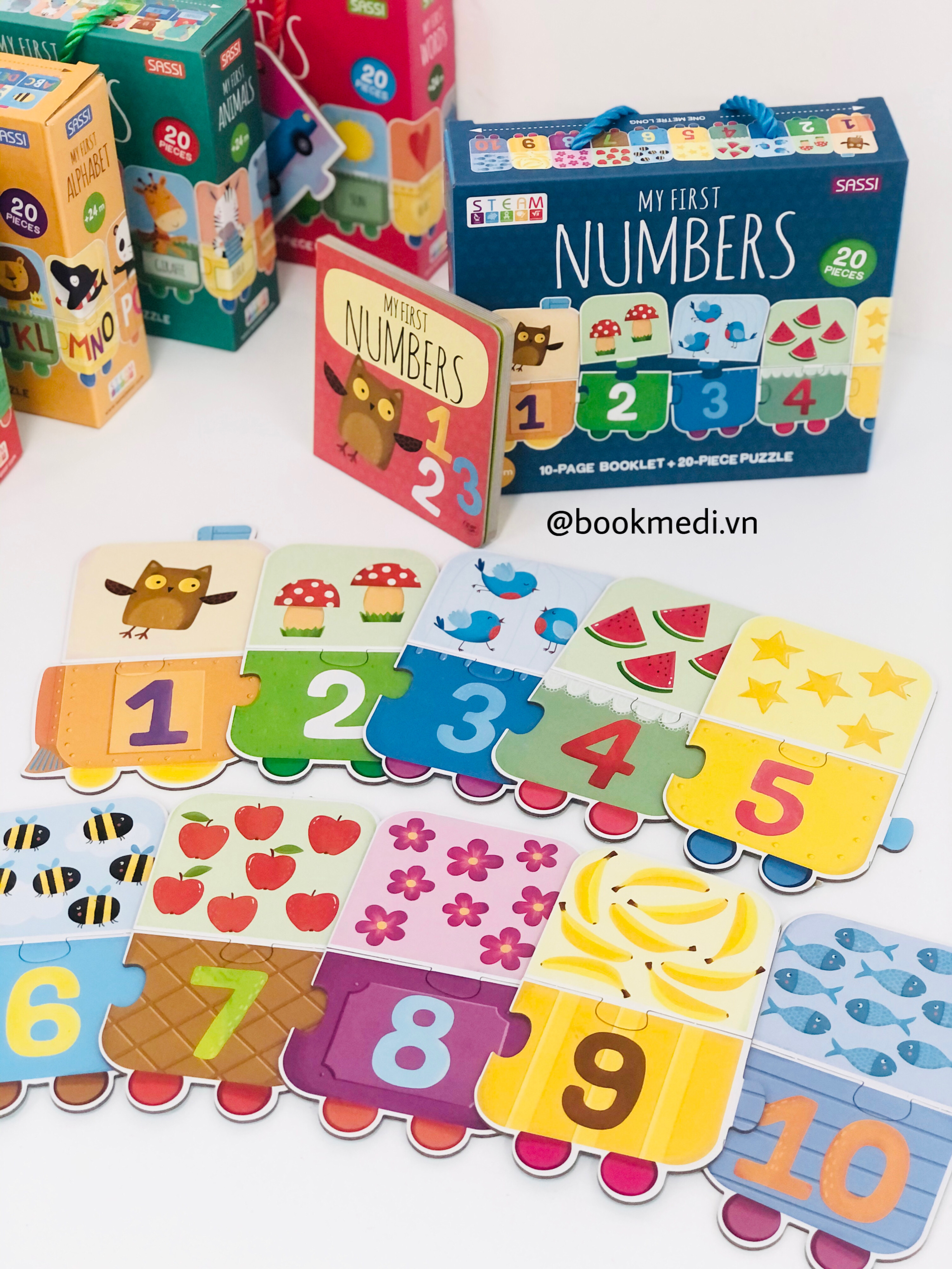 Bộ đồ chơi ghép hình + sách giúp bé học số đếm - Steam - My First Numbers
