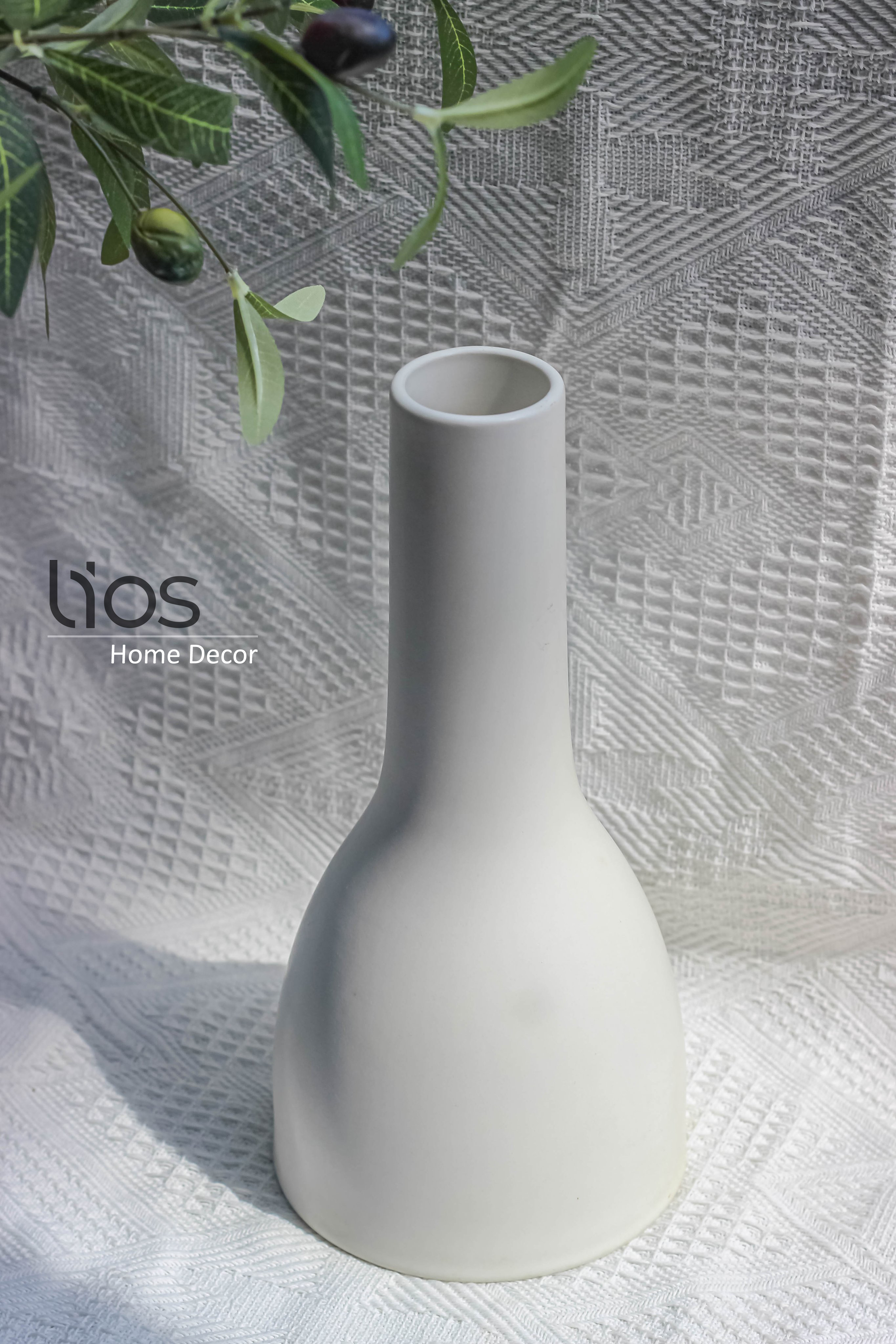 Bình gốm decor/ cắm hoa trắng men bền đẹp- BINH134