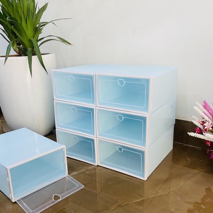 Hộp đựng giày dép lắp ghép thông minh, hộp giày nhựa cứng trong suốt, kệ dép mini