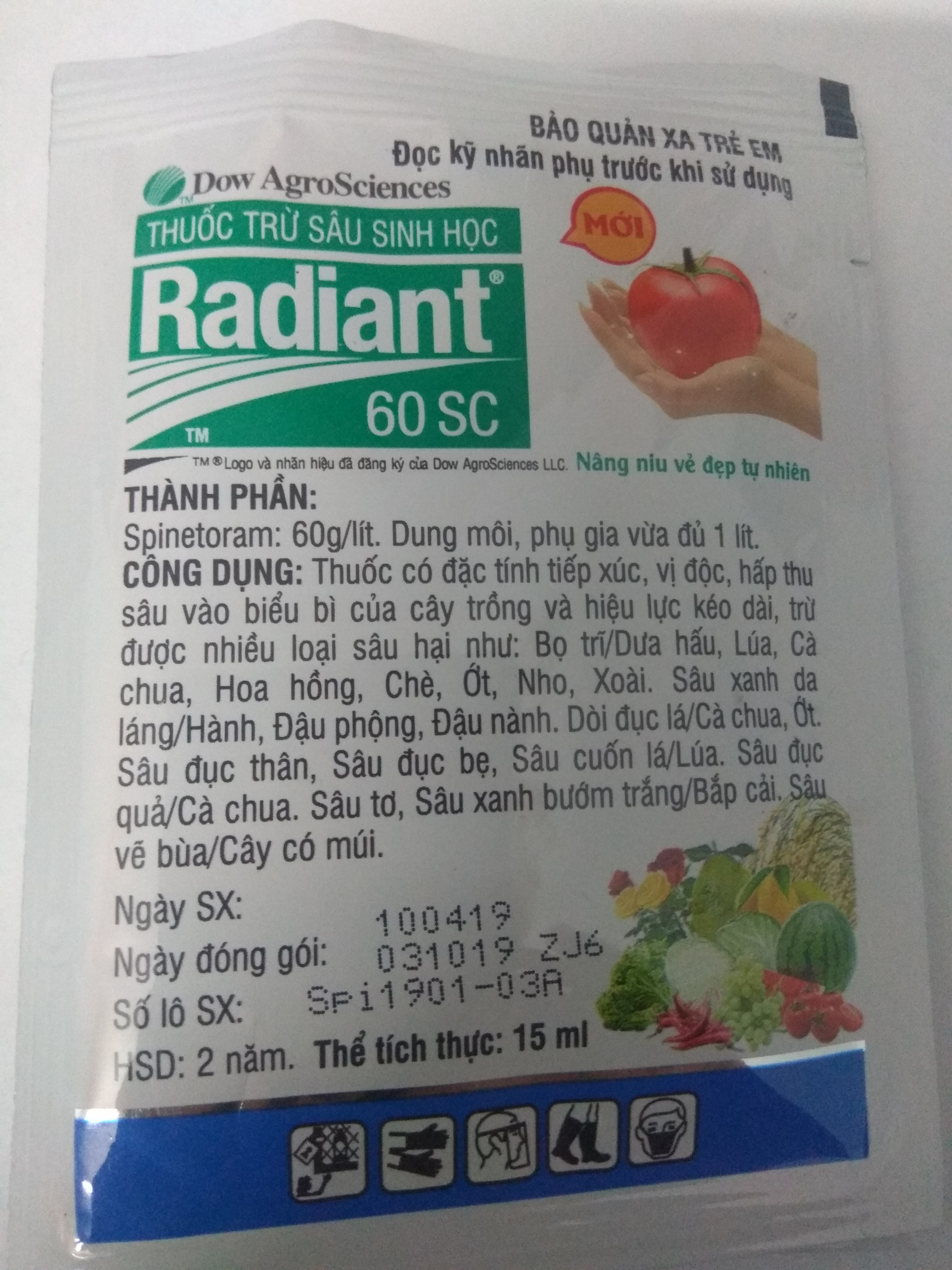 Combo 2 gói Radiant 60SC trừ bọ trĩ, các loại sâu hại cây trồng - gói 15ml