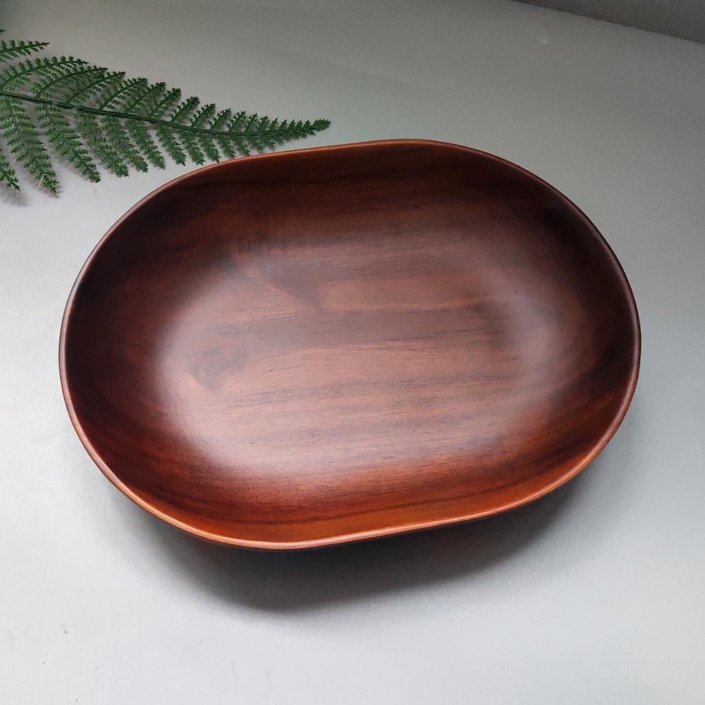 Bát/Đĩa Gỗ Keo Nâu Đỏ Đựng Salad Oval Cỡ 23x18cm
