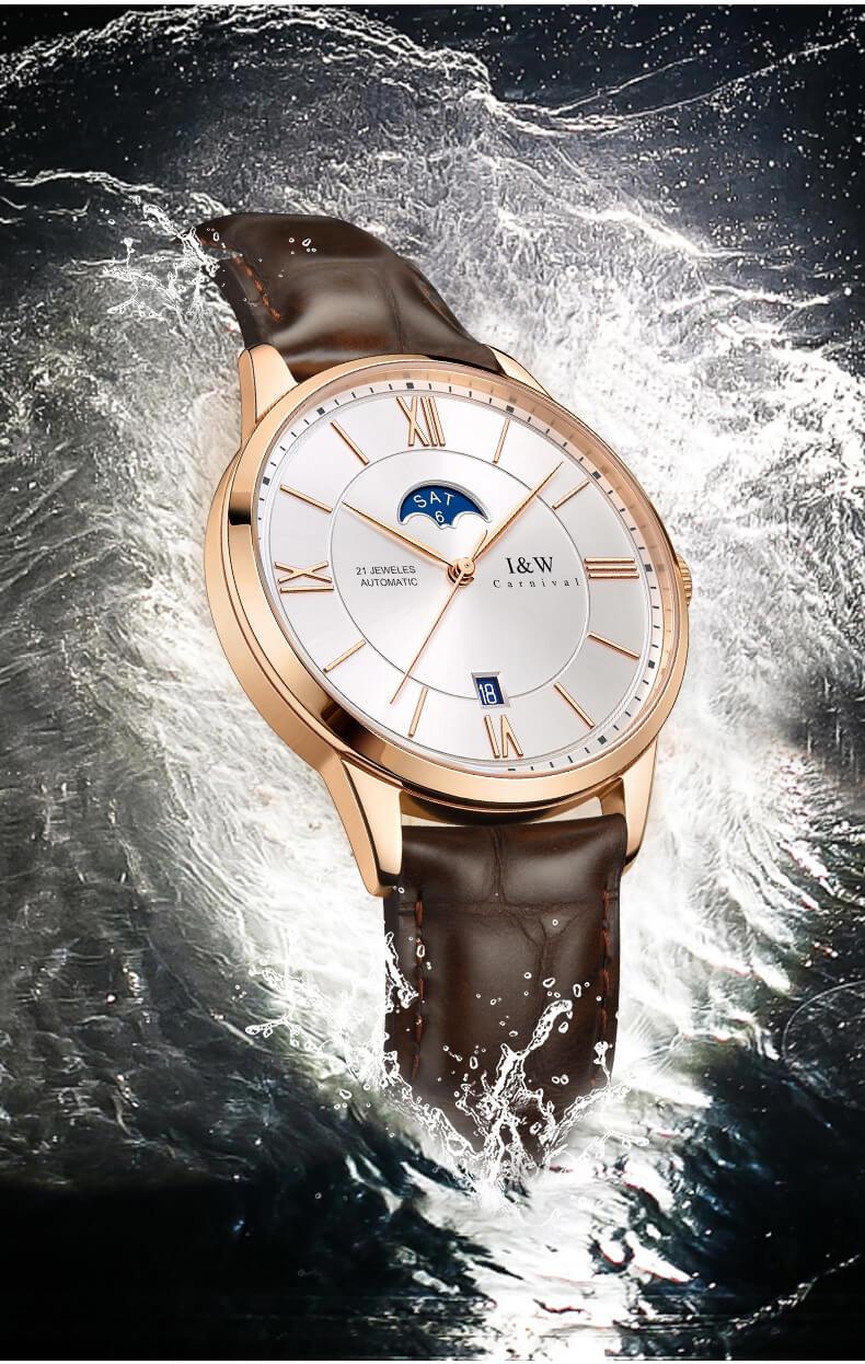 Đồng hồ nam chính hãng IW CARNIVAL IW528G-1 Kính sapphire ,chống xước,Chống nước 30m ,Bảo hành 24 tháng,Máy cơ ,Dây da cao cấp