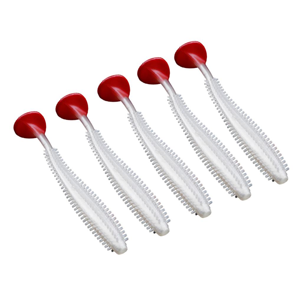 5 Pieces PVC Fishing Lure Bait Artificial Bait Tackle with T-tail
