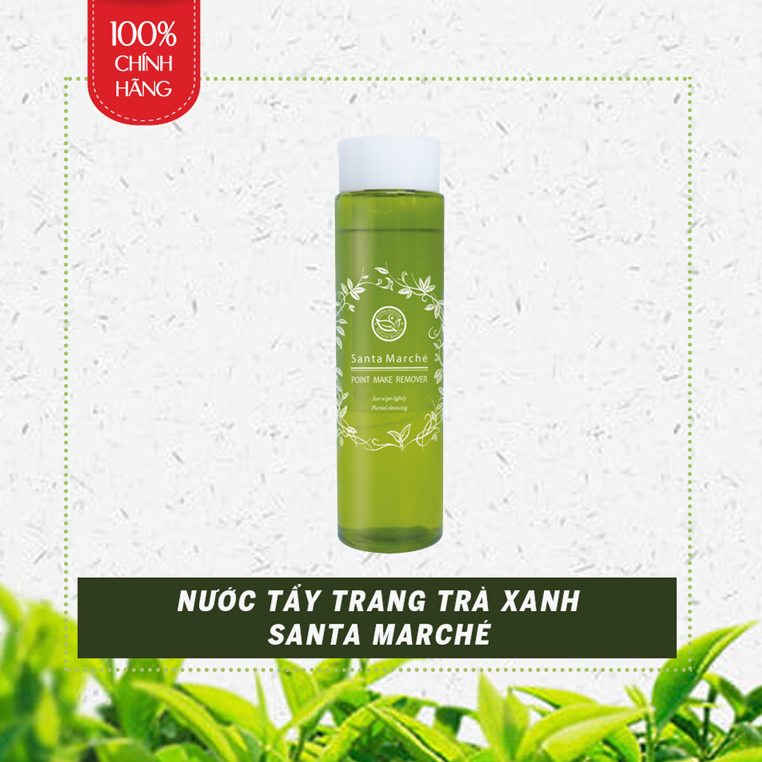 Dung Dịch Tẩy Trang Trà Xanh Nhật Bản Santa Marché Point Make Up Remover, Làm Sạch Trang Điểm Trên Da, Mắt, Môi, Nhẹ Dịu Và Dưỡng Mi, Tránh Rụng Mi Khi Lau Nhiều Lần, Dưỡng Ẩm Da Và Cung Cấp Dưỡng Chất Chiết Xuất Từ Thực Vật