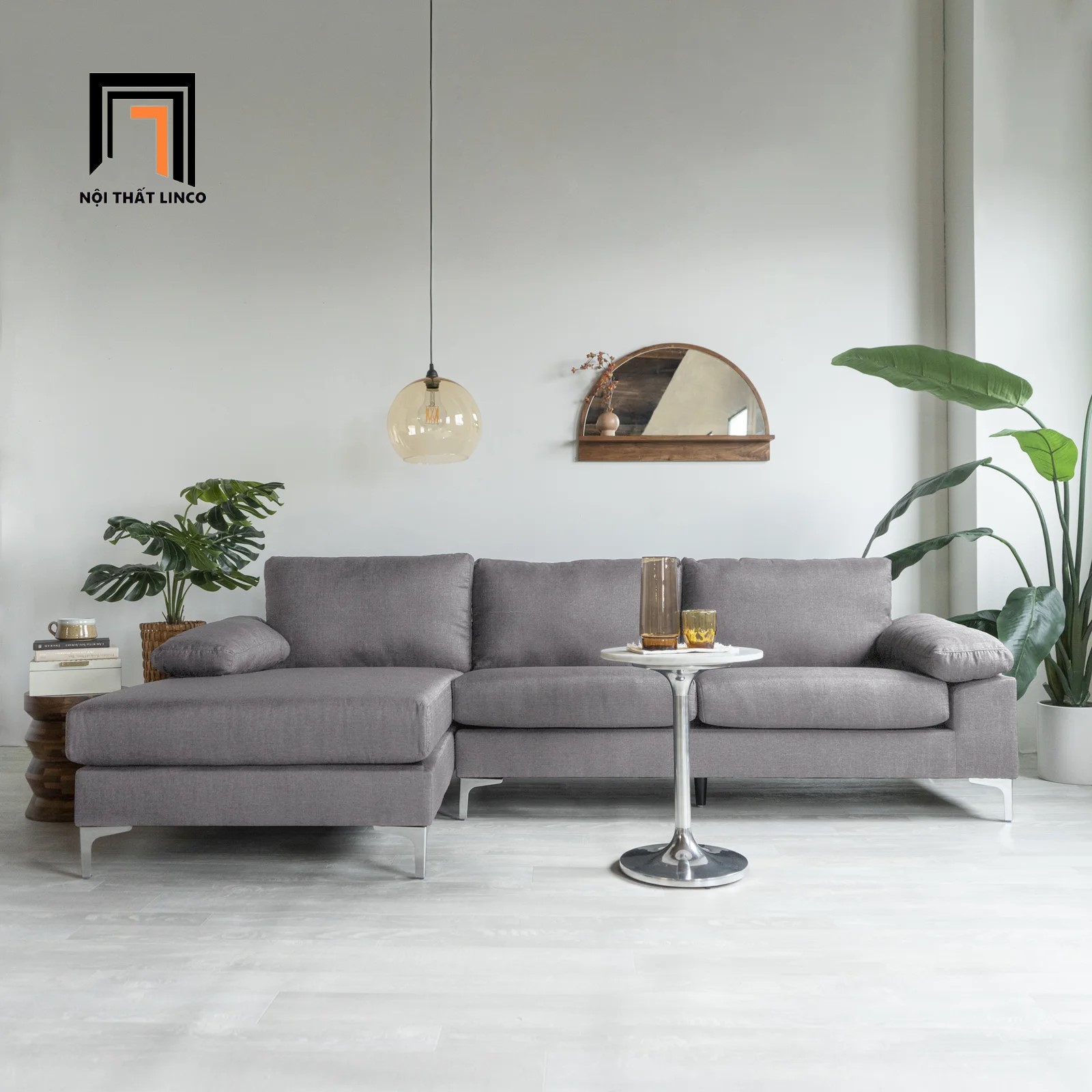 Bộ ghế sofa góc L 2m4 x 1m6 GT4 Ettal cho phòng khách sang trọng