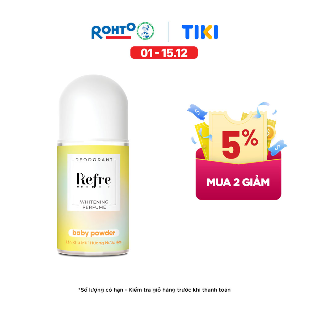 Lăn Khử Mùi Dưỡng Trắng Hương Nước Hoa Refre Whitening Baby Powder Hương Phấn Thơm