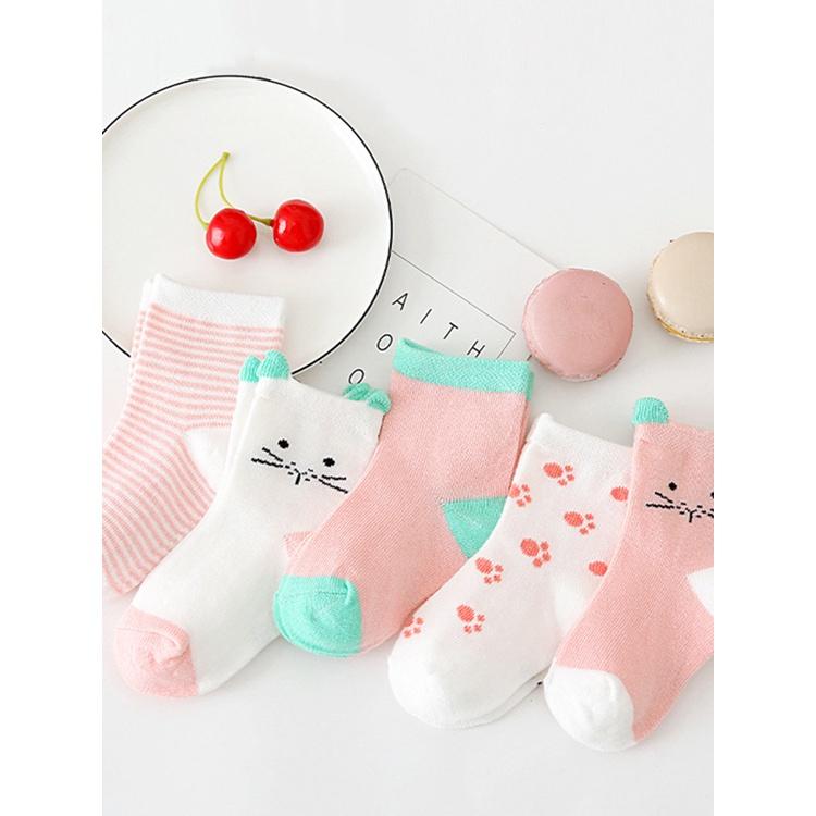 Set 5 đôi tất cotton mềm cho bé sơ sinh 0-6 tuổi