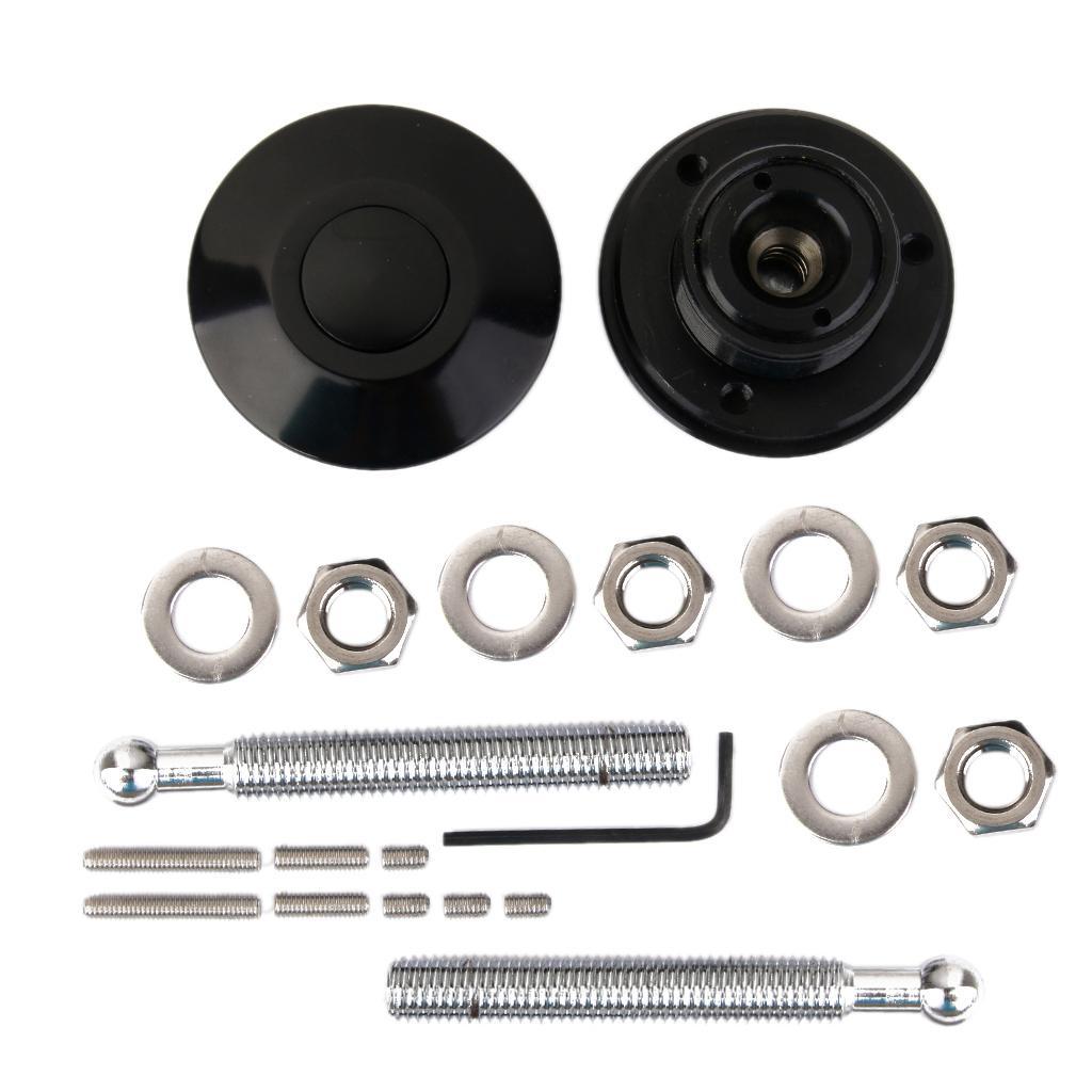 UNIVERSAL RACING Mount Bonnet Black Hood Latch Pin Lock Locking Kit