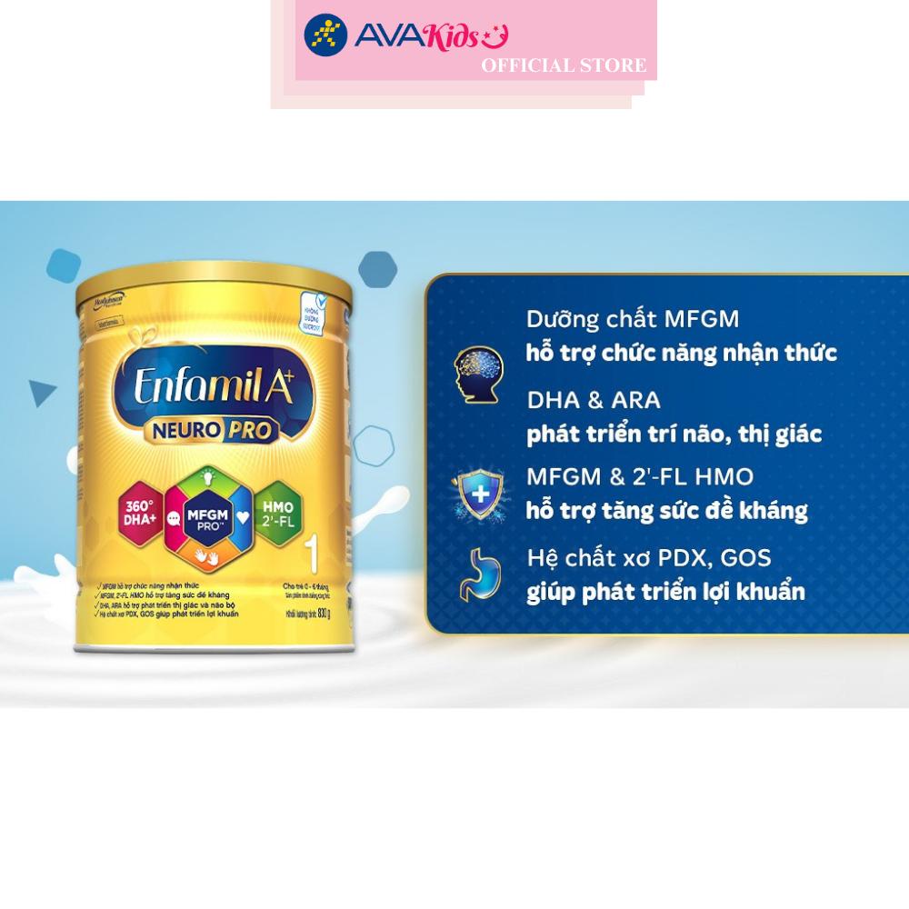 Sữa bột Enfamil A+ Neuropro số 1 830g (0 - 6 tháng) - Hàng Chính Hãng