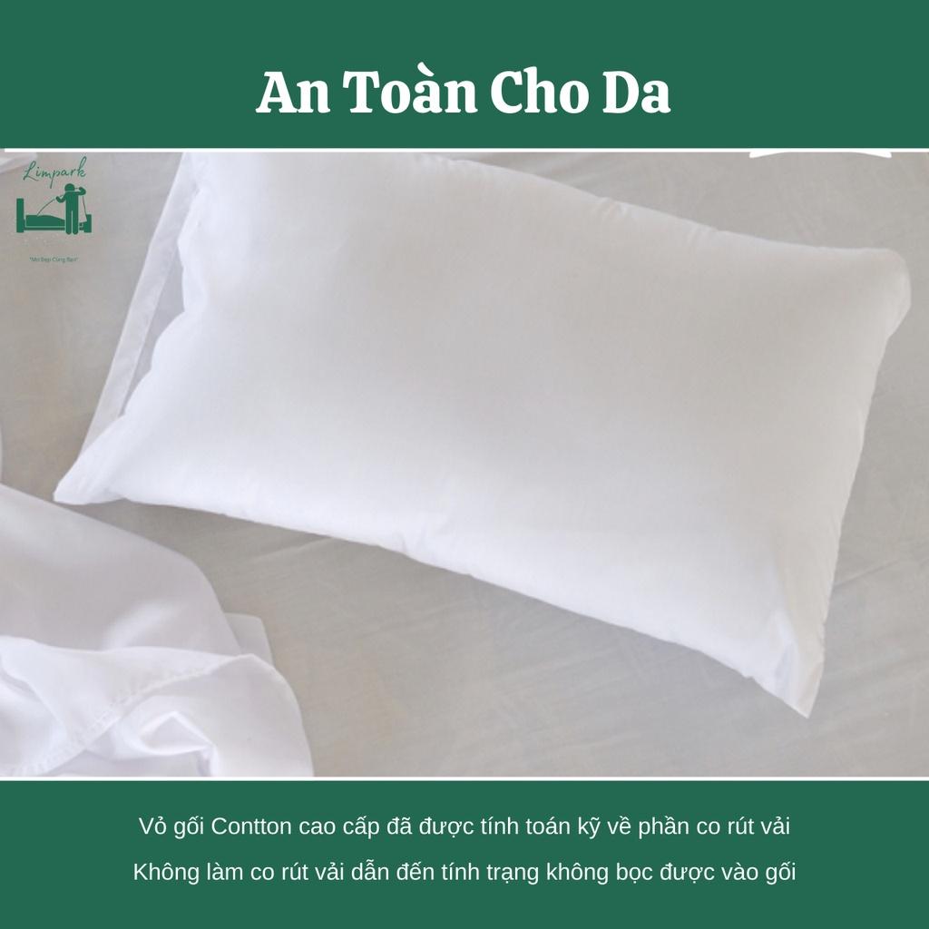 Vỏ gối trắng trơn-vỏ gối cao cấp 100% Cotton-tiêu chuẩn khách sạn 5 sao-Chất liệu êm ái,mịn màng-LIMPARK