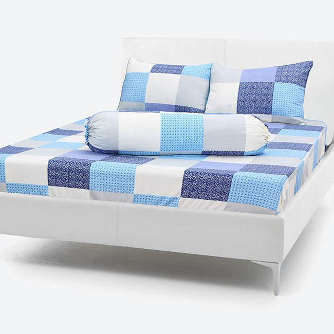Bộ Drap Cotton May Từ Vải Cotton Thắng Lợi mẫu ca rô biển