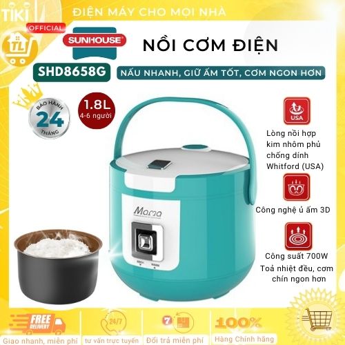 Nồi Cơm Điện 1.8L Sunhouse Mama SHD8658G - Hàng Chính Hãng