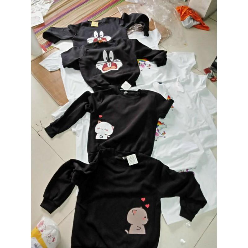 Áo đôi sweater thu đông nỉ in hình khủng long
