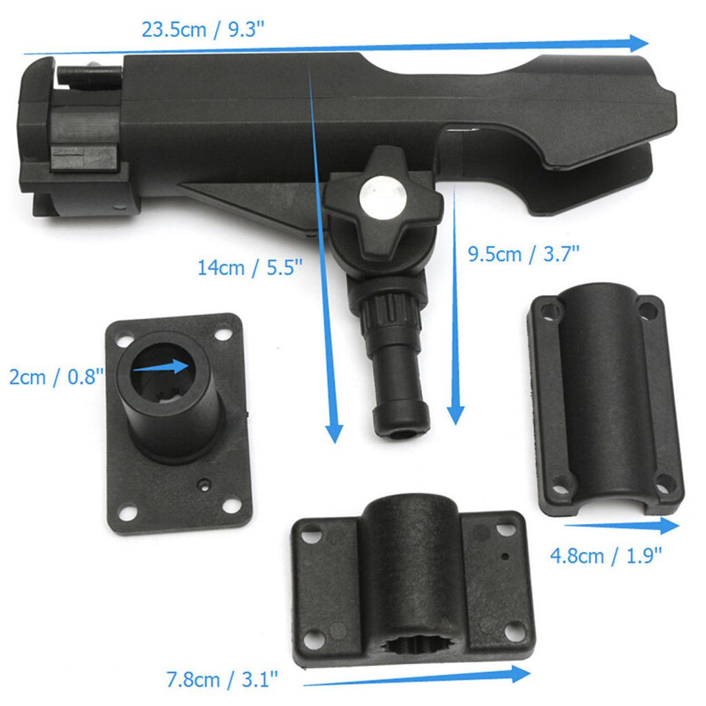 4 Yacht Boat Kayak Side Rail Rod Holder Rack Pole Stand Rest 360° Adjustable