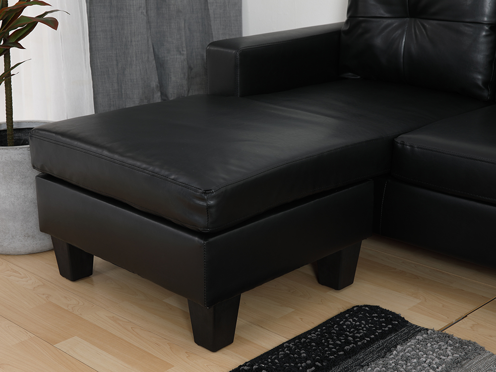 Sofa giường góc chữ L trái ARDEN khung gỗ, đệm bọc da PVC cao cấp màu đen | Index Living Mall -  Phân phối độc quyền tại Việt Nam