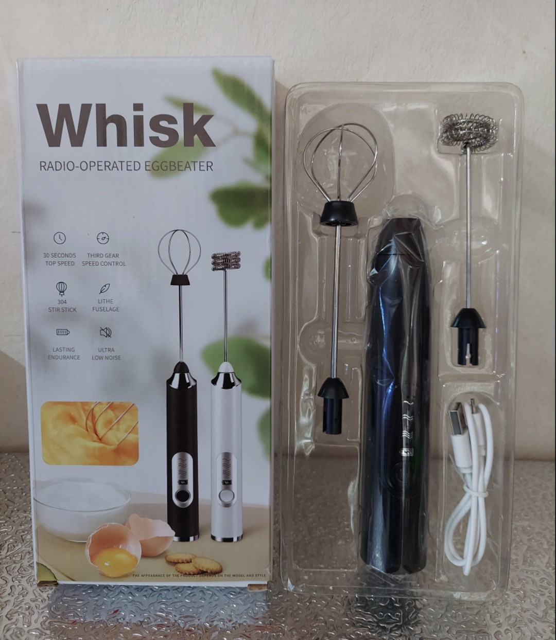 Máy đánh trứng, que tạo bọt cà phê cầm tay chạy điện sạc USB 3 tốc độ siêu tiện lợi