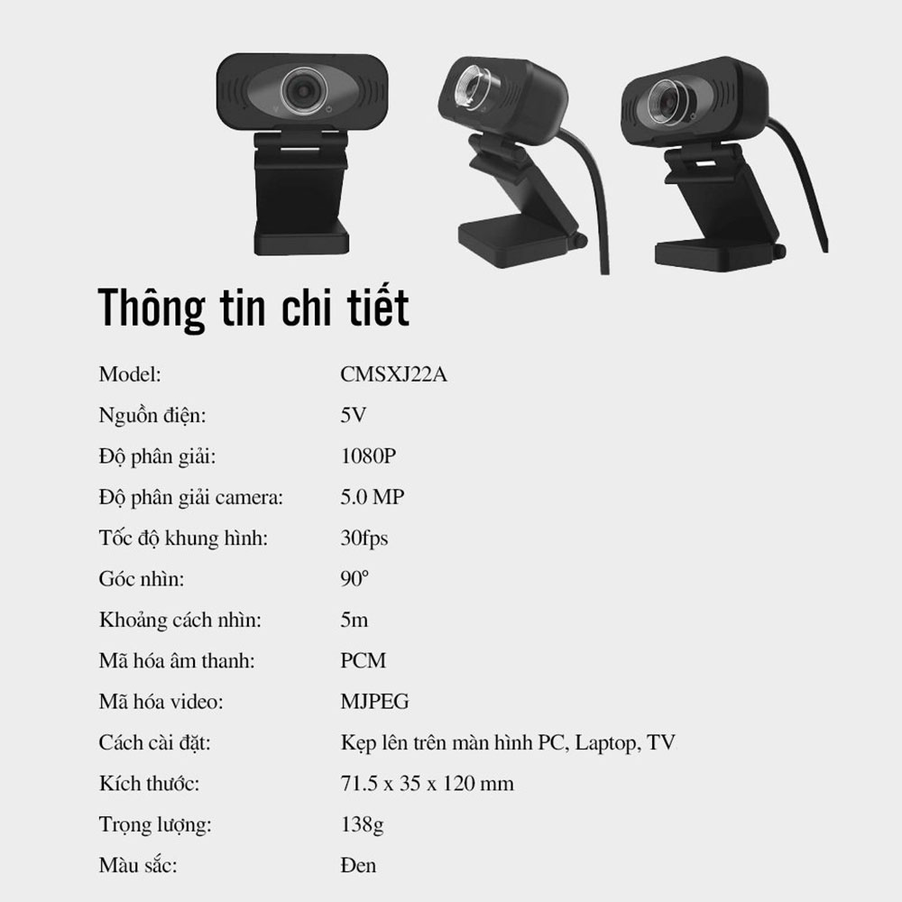 Webcam full HD 1080p Xiaomi IMILAB góc rộng 90 độ, tích hợp micro giảm ồn - Hàng Nhập Khẩu