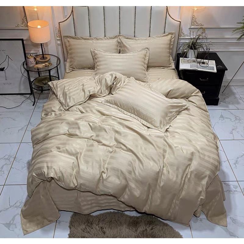 Bộ chăn ga Cotton sọc 3f M2T bedding chăn ga Hàn Quốc đủ màu đủ size miễn phí bo chun