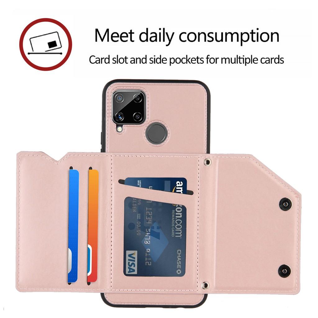 Ốp lưng điện thoại dạng ví da có ngăn đựng thẻ cho OPPO A7 A5S A12 Realme C15 C11 C3 Realme 7 7i 6 6i 5 5s