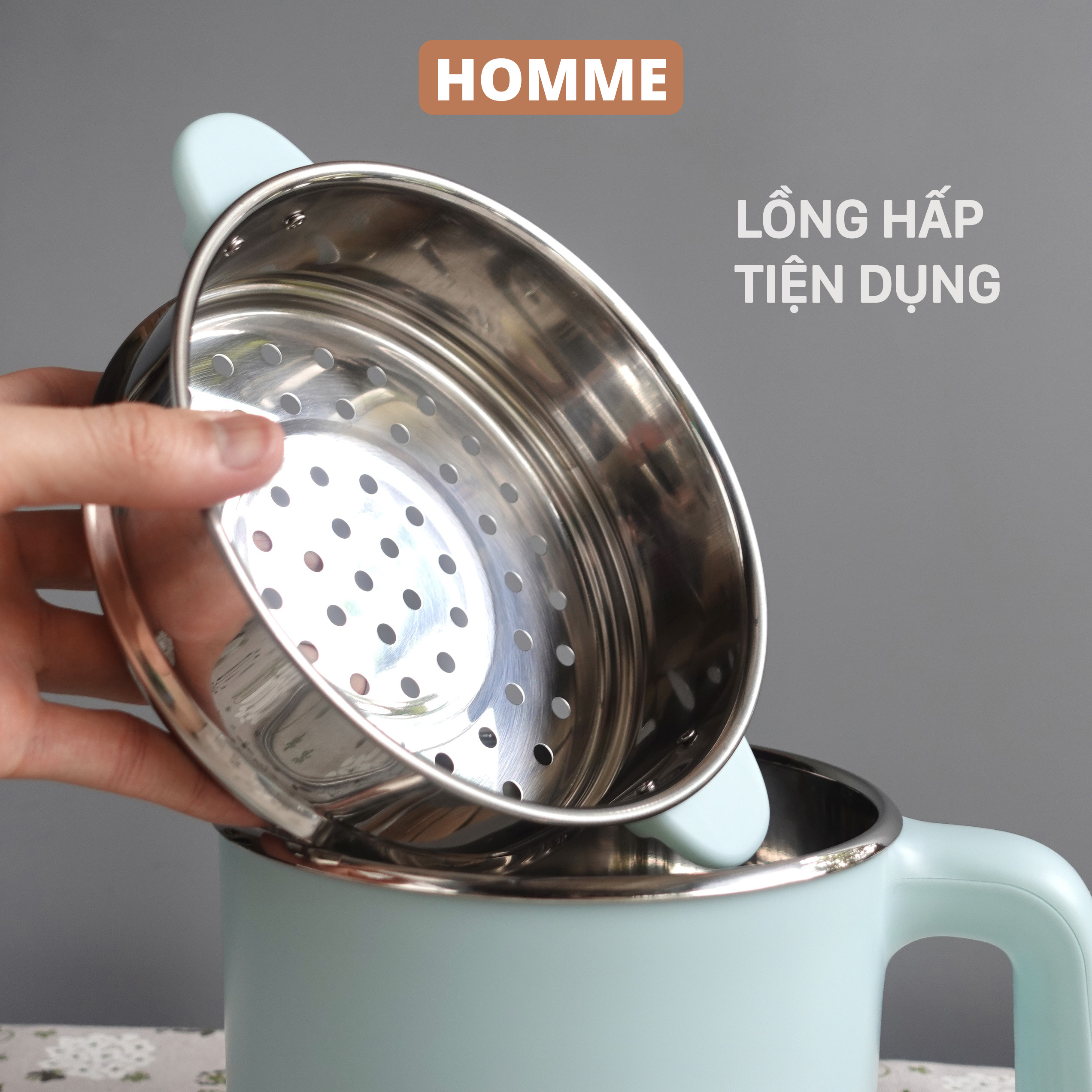 Nồi lẩu điện đa năng mini dùng làm ca lẩu nấu mì, ninh cháo, hấp, chiên, rán