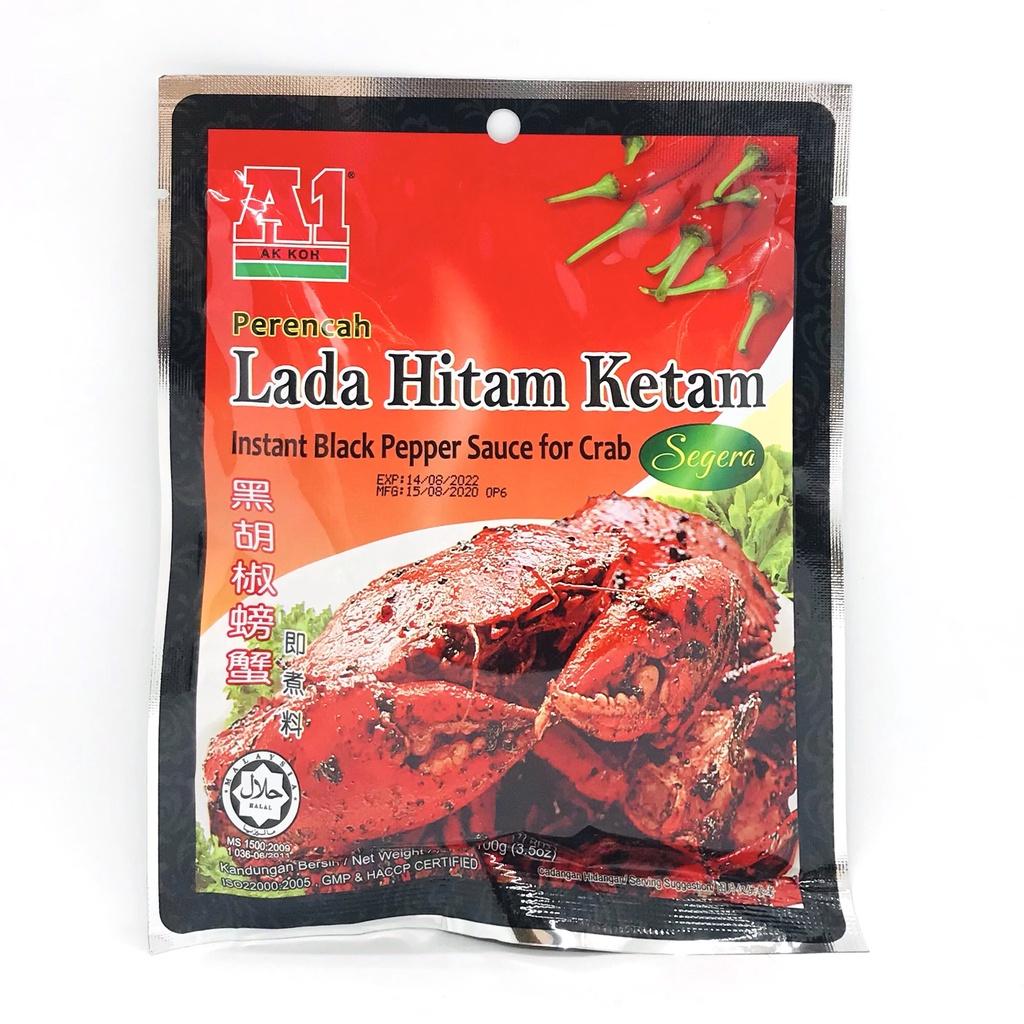 Sốt Gia Vị Cà Ri Cho Cua Tiêu Đen hiệu A1 Lada Hitan Ketam - Gói 100gr