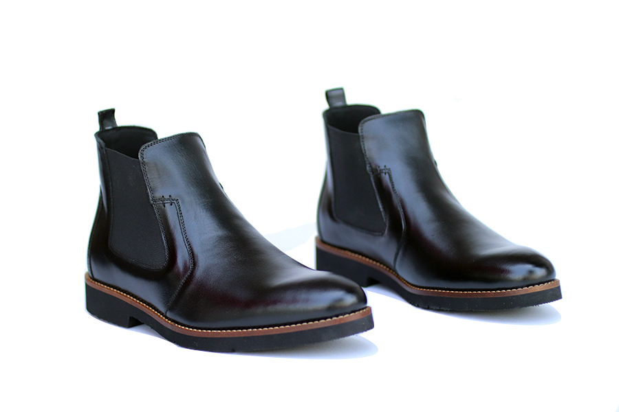 Giày Boots Nam Tăng Chiều Cao Siêu Nhẹ T&TRA Tăng Cao 7Cm, S1077 Đen Trơn , Chất Liệu Da Bò Cao Cấp, Đế Và Lót Siêu Nhẹ Giúp Giảm Trọng Lượng 30% So Với Đế Cao Su