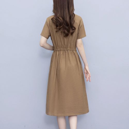 Đầm công sở trẻ trung cổ sơ mi, váy Linen suông nữ phong cách Hàn Quốc chất liệu Linen mềm mịn cao cấp Đũi Việt