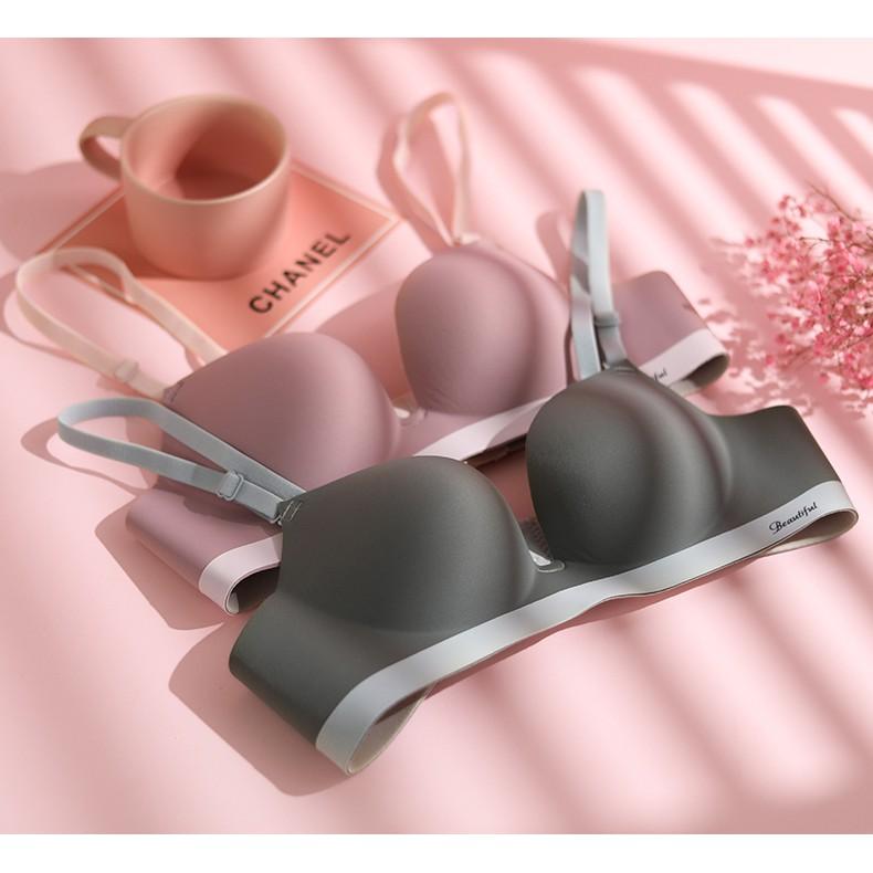 Áo Lót Nữ Đúc Su Không Gọng Nâng Ngực Chất Mịn Cao Cấp B453 - Hồng đậu,36/80B