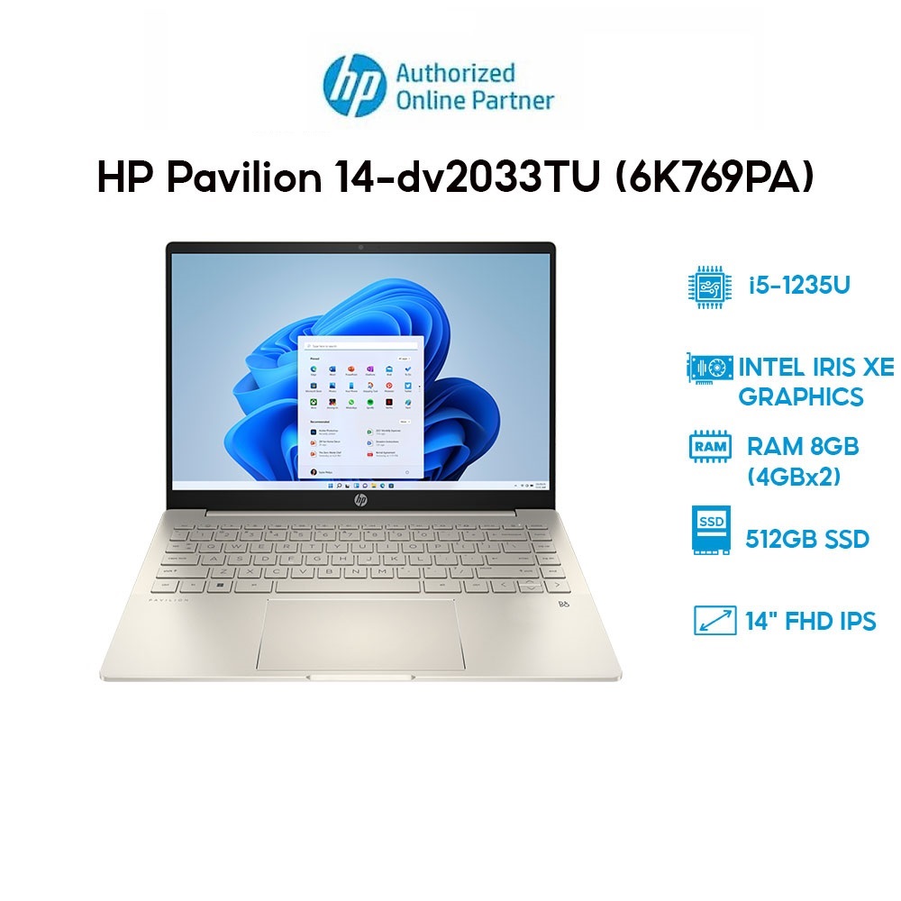 Laptop HP Pavilion 14-dv2033TU (6K769PA) (i5-1235U | 8GB | 512GB | 14' FHD | Win 11) Hàng chính hãng