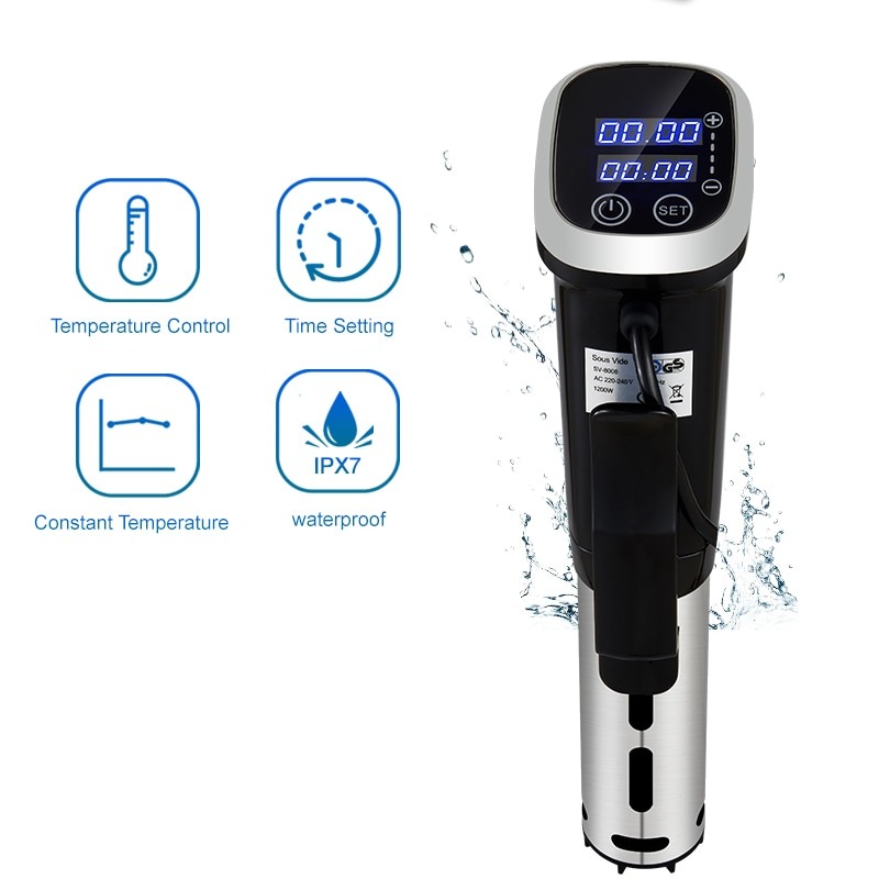 BioloMix Sous Vide máy nấu chậm nồi nấu chân không 1200W Bộ tuần hoàn ngâm mạnh mẽ điều khiển màn hình LED