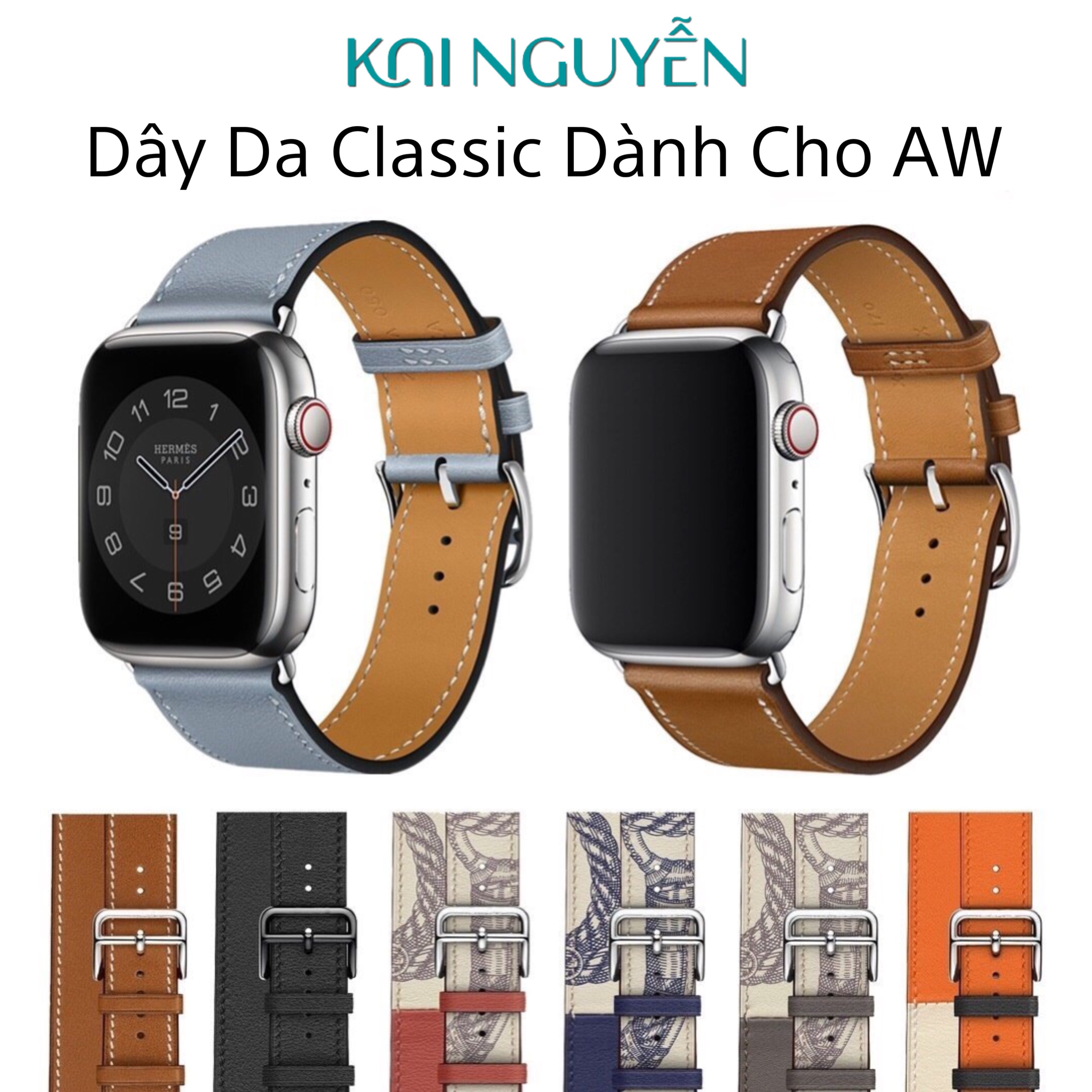Dây Da Classic Sang Chảnh Kai.N Leather Dành Cho Apple Watch Series 1,2,3,4,5,6,7,SE - Hàng Chính Hãng
